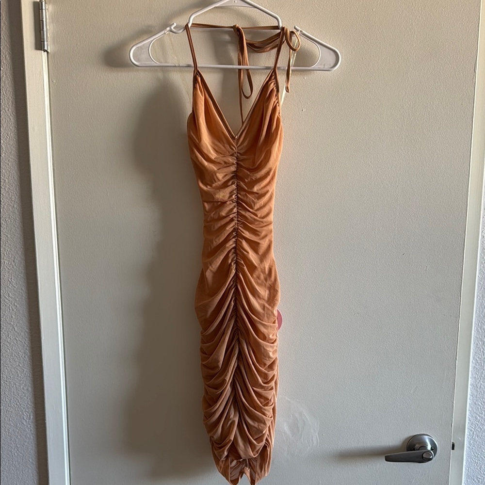Elegant Ruched Mesh Dress